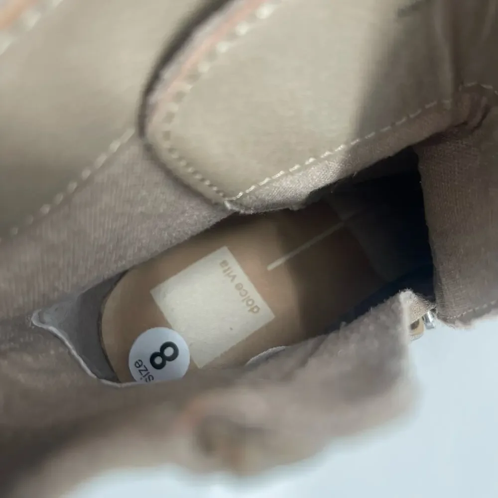 DOLCE VITA Nigel Boots Size 8 Lace Up Heels NEW Suede Leather Bootie Taupe NWOT - Picture 9 of 16